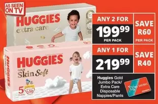 Huggies - Gold Jumbo Pack/ Extra Care Disposable Nappies/Pants