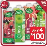 Rhodes - 100% Fruit Juice Assorted 1 Litre