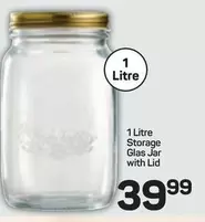 1 Litre Storage Glas Jar with Lid
