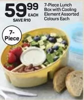 7-Piece Lunch Box with Cooling Element Assorted Colours