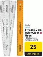 Clear - 3-Pack 30 cm Ruler or Neon