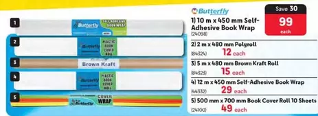 Kraft - 10 m x 450 mm Self-Adhesive Book Wrap