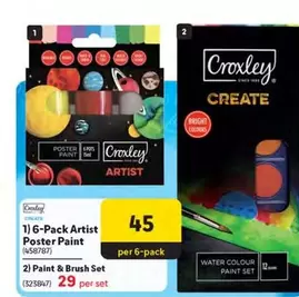 6-Pack Artist Poster Paint, Paint & Brush Set