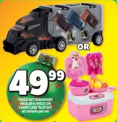 TRUCK SET TRANSPORT HAULER 6-PIECE OR CARRY CASE PLAY SET