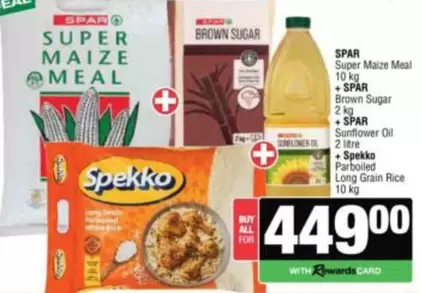 Spar - Super Maize Meal, Brown Sugar, Sunflower Oil, Spekko Parboiled Long Grain Rice