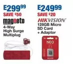 4-Way High Surge Multiplug, 128GB Micro SD Card