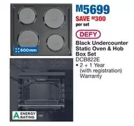 Defy - Undercounter Static Oven & Hob Box Set DCB822E