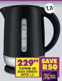 Platinum - BLACK CORDLESS KETTLE
