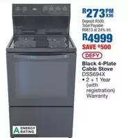 Defy - 4-Plate Cable Stove DSS694X