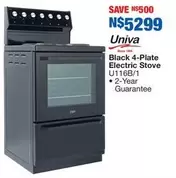 Univa - Black 4-Plate Electric Stove U116B/1