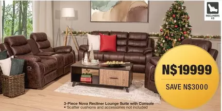 Nova Recliner Lounge Suite with Console