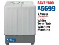 Univa - White Twin-Tub Washing Machine