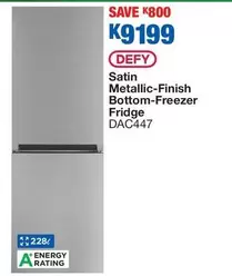 Defy - Satin Metallic-Finish Bottom-Freezer Fridge DAC447