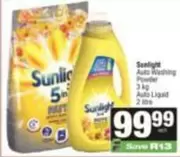 Sunlight - Auto Washing Powder 3 kg, Auto Liquid 2 ltr