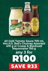 All Gold - Tomato Sauce, Chutney Assorted, Mayonnaise