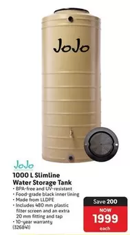 1000 L Slimline Water Storage Tank