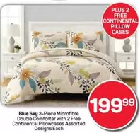 3-Piece Microfibre Double Comforter with 2 Free Continental Pillowcases Assorted Designs