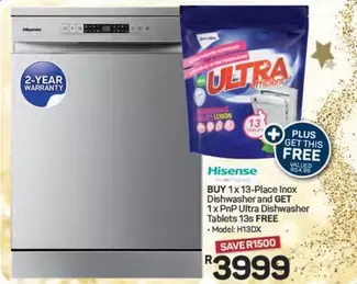 Hisense - 13-Place Inox Dishwasher and PnP Ultra Dishwasher Tablets 13s