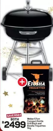 weber - 57cm Compact Kettle Grill Black and Etosha Triquettes