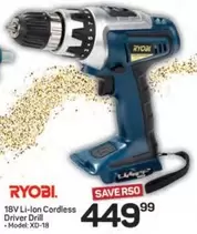ryobi - 18V Li-Ion Cordless Driver Drill