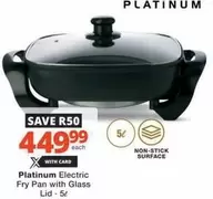 Platinum - Electric Fry Pan with Glass Lid