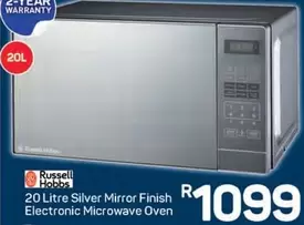 Russell Hobbs - 20 Litre Silver Mirror Finish Electronic Microwave Oven