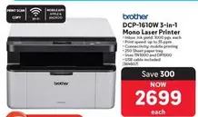Brother - DCP-1610W 3-in-1 Mono Laser Printer
