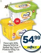 Flora - Light 40%, Regular 50% Fat Spread 1kg Tub or ProActiv 500g Tub