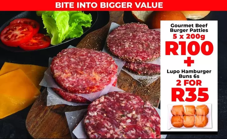 Gourmet - Burger Patties, Hamburger Buns