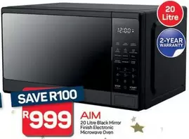 Aim - 20 Litre Black Mirror Finish Electronic Microwave Oven