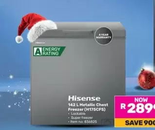 Hisense - 142 L Metallic Chest Freezer (H175CFS)