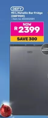 Defy - 90 L Metallic Bar Fridge (DBF90M)