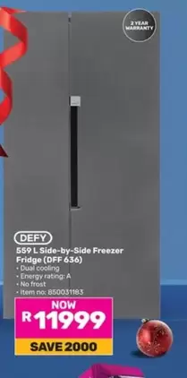 Defy - 559 L Side-by-Side Freezer Fridge (DFF 636)