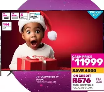 Total - 75" QLED Google TV (75PBK)