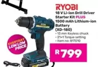 ryobi - 18 V Li-ion Drill Driver Starter Kit PLUS