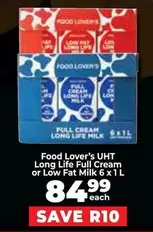 UHT Long Life Full Cream or Low Fat Milk