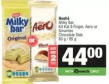 Nestlé - Milky Bar, Kit Kat 8 Finger, Aero or Smarties Chocolate Slab