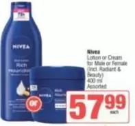 Nivea - Lotion or Cream for Male or Female