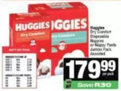 Huggies - Dry Comfort Disposable Nappies or Nappy Pants Jumbo Pack Assorted