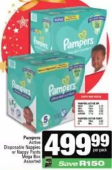 Pampers - Active Disposable Nappies or Nappy Pants Mega Box