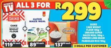 SASKO - Cake Wheat Flour, Super Maize Meal, Spekko Long Grain Parboiled Rice