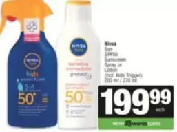 Nivea - Sun SPF50 Sunscreen Spray or Lotion