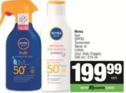 Nivea - Sun SPF50 Sunscreen Spray or Lotion