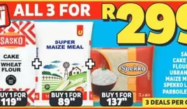 SASKO - Cake Wheat Flour, Super Maize Meal, Spekko L Parboiled