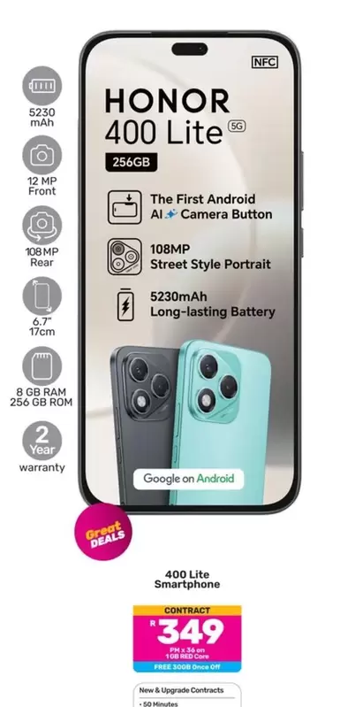 Honor - 400 Lite Smartphone