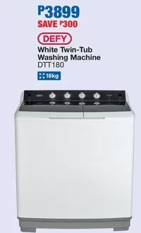 Defy - White Twin-Tub Washing Machine DTT180