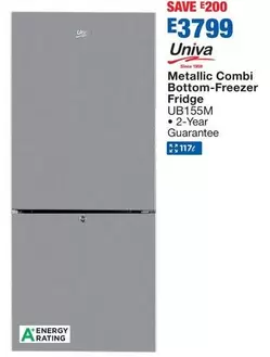 Univa - Metallic Combi Bottom-Freezer Fridge UB155M