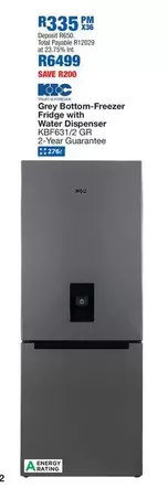 KIC - Grey Bottom-Freezer Fridge with Water Dispenser KBF6312 GR
