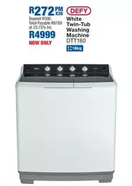 Defy - White Twin-Tub Washing Machine DTT180