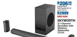 Skyworth - 5.1-Channel Soundbar with Wireless Subwoofer SS586